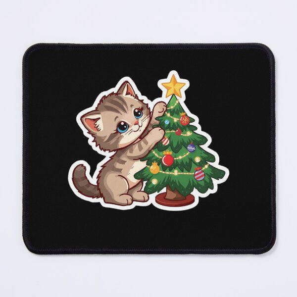 Item preview, Christmas kitten with a Christmas tree. designed and sold by artMadlen.