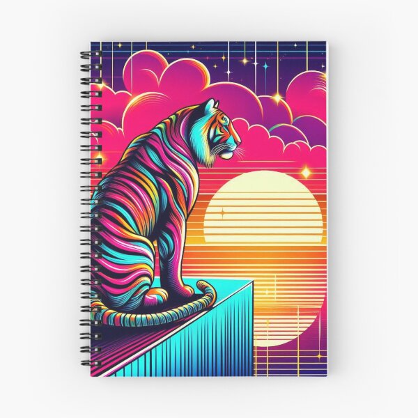 Item preview, "Neon Tiger at Sunset – Psychedelic Cosmic Jungle" designed and sold by Dogandesighn.