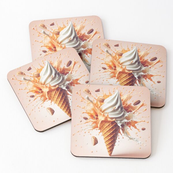 Item preview, A vanilla soft serve ice cream cone explodes with almond-flavored cream and nuts in a symphony of flavor designed and sold by homydesign.