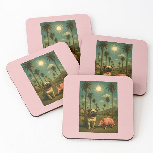 Item preview, Pug and Armadillo Under Palmtrees designed and sold by Beach-Raven Designs.