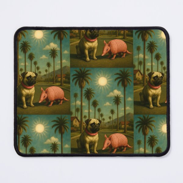 Item preview, Pug and Armadillo Under Palmtrees designed and sold by Beach-Raven Designs.