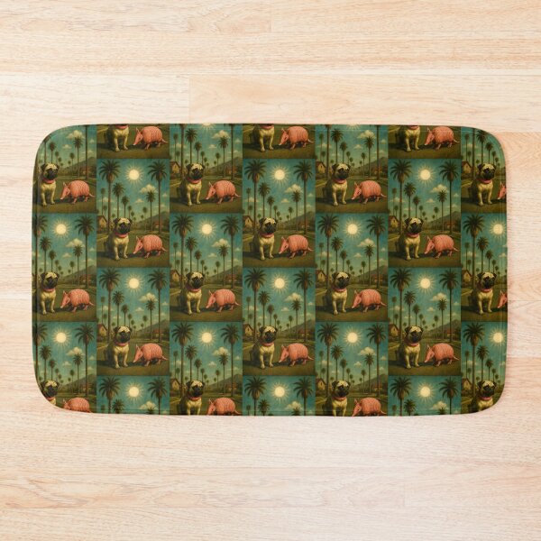 Item preview, Pug and Armadillo Under Palmtrees designed and sold by Beach-Raven Designs.