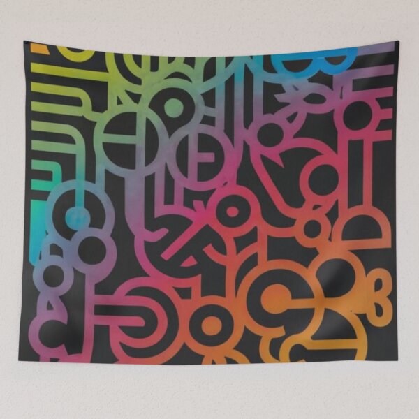 Item preview, minimalist composition, line art showing the interconnectedness of selfless actions, warm gradient colors, graffiti, film, multicolor, black background designed and sold by gulka8.