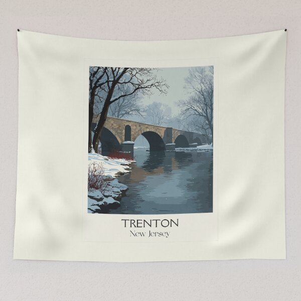 Item preview, Trenton New Jersey Winter | Delaware River Bridge Art designed and sold by TuncGK.