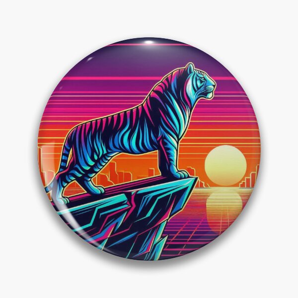 Artikelvorschau, Synthwave Tiger – Neon Majesty at Sunset entworfen und verkauft von Dogandesighn.