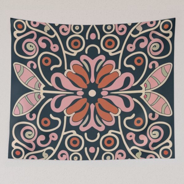 Item preview, design of very small and thin boho wall graphics with flora, duplicate pattern, small art, contains random spots of background color, 2d flat designed and sold by gulka8.