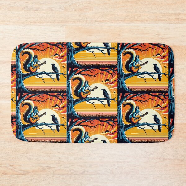 Item preview, "Sunset Serenade: Squirrel & Crow on the Tree of Tunes designed and sold by Dogandesighn.