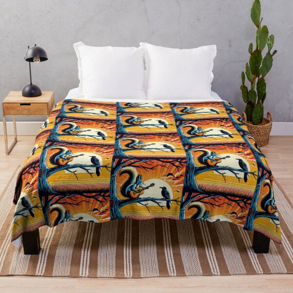Item preview, "Sunset Serenade: Squirrel & Crow on the Tree of Tunes designed and sold by Dogandesighn.