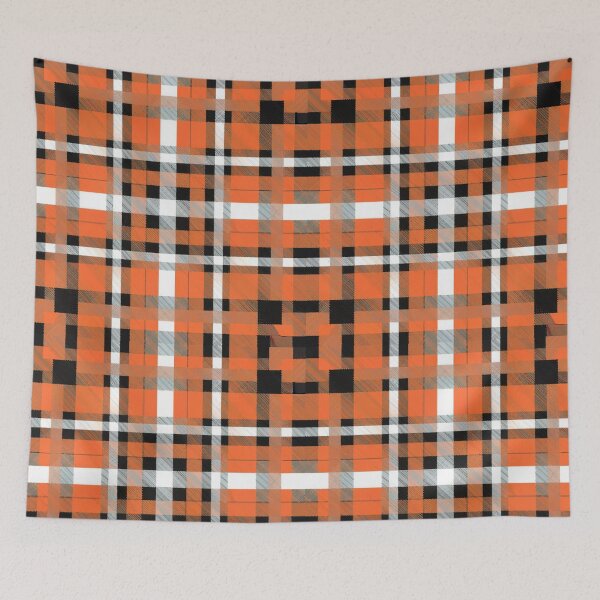 Item preview, ORANGE, black and white checkered pattern, vivid, illustration, photo, fabric pattern, beautiful print, graphics designed and sold by gulka8.