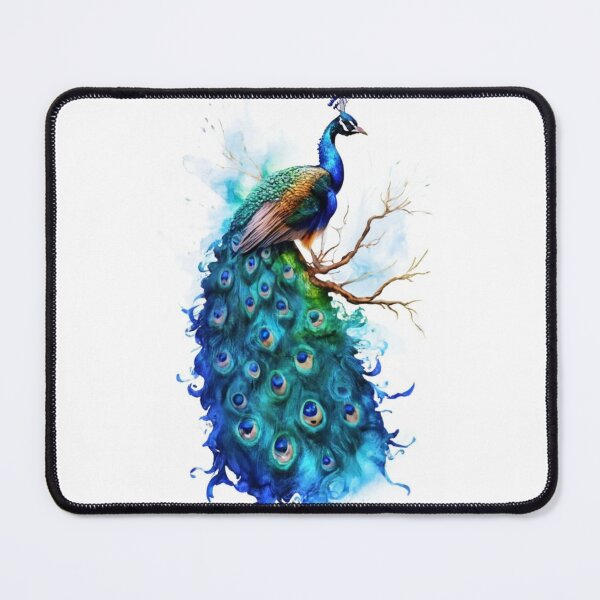 Item preview, Scene in dramatic light blue peacock alcohol ink,blue bird graphic illustration designed and sold by gulka8.