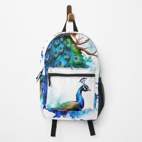 Item preview, Scene in dramatic light blue peacock alcohol ink,blue bird graphic illustration designed and sold by gulka8.