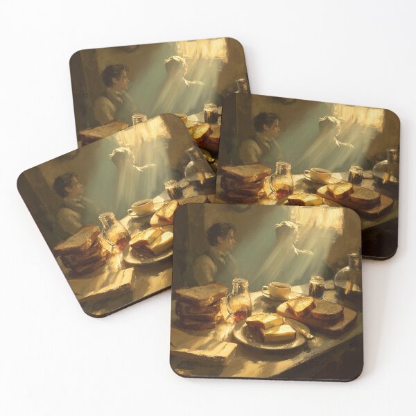 Item preview, Sunlit Breakfast Conversation Scene | Cinematic Oil Painting Style Dark Academia Art designed and sold by MetroEnvision.