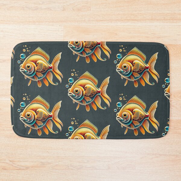 Item preview, small gold fish, print on black fabric designed and sold by gulka8.