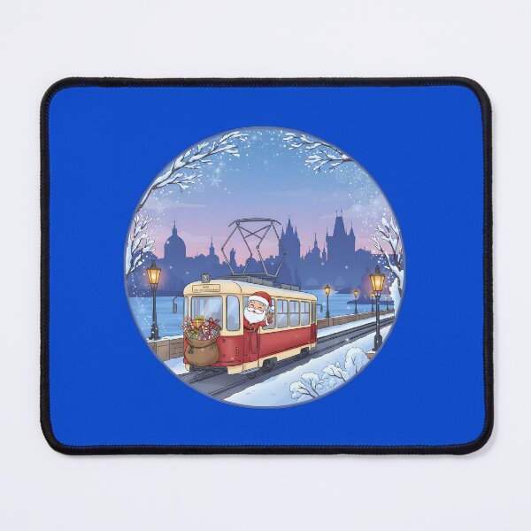 Item preview, Kawaii Santa Tram by Charles Bridge – Blue Hour Christmas Scene designed and sold by FixwellStudio.