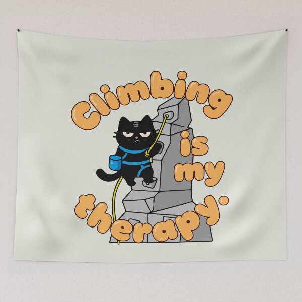 Item preview, Climbing Is My Therapy Rock Climber Cat designed and sold by IAPICTURE.
