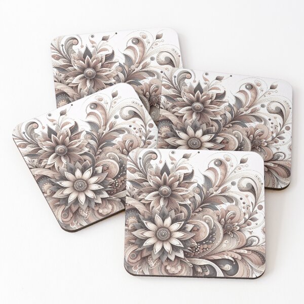 Item preview, Intricate floral pattern in sepia tones, with swirling petals and delicate details designed and sold by homydesign.