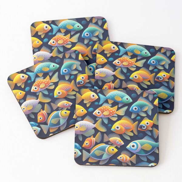 Item preview, small gold fish, print on black fabric designed and sold by gulka8.
