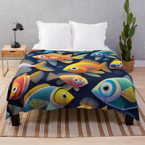 Item preview, small gold fish, print on black fabric designed and sold by gulka8.