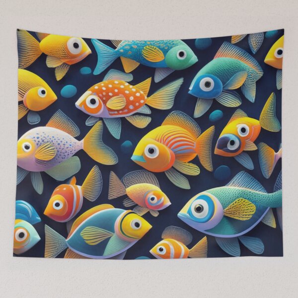 Item preview, small gold fish, print on black fabric designed and sold by gulka8.