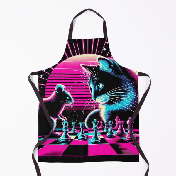 Item preview, Cosmic Chess Duel: Neon Cat vs Clever Mouse designed and sold by Dogandesighn.