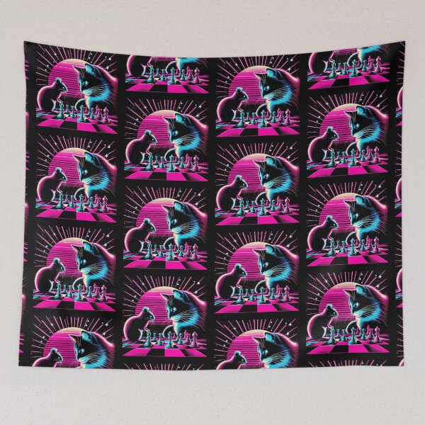 Item preview, Cosmic Chess Duel: Neon Cat vs Clever Mouse designed and sold by Dogandesighn.