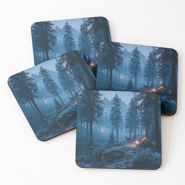 Item preview, Midnight Winter Wilderness Camp | Eerie Blue Forest Solitude Deer Encounter designed and sold by MetroEnvision.