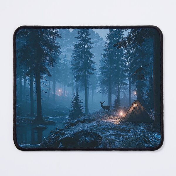 Item preview, Midnight Winter Wilderness Camp | Eerie Blue Forest Solitude Deer Encounter designed and sold by MetroEnvision.