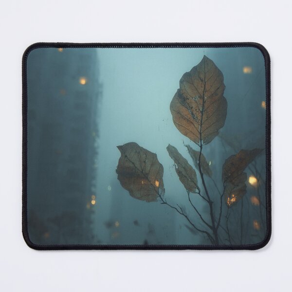 Item preview, Urban Fog Melancholy Leaves | Psychological Isolation Moody Cityscape Art designed and sold by MetroEnvision.