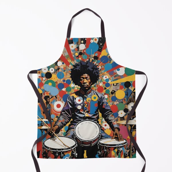 Item preview, Drummer in colorful abstract jazz band illustration, vibrant and energetic music scene artwork designed and sold by homydesign.