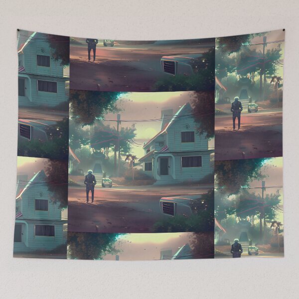 Item preview, Cinematic Suburban Sunset - Retro Sci-Fi Roadside Scene  designed and sold by SergioMiklos.