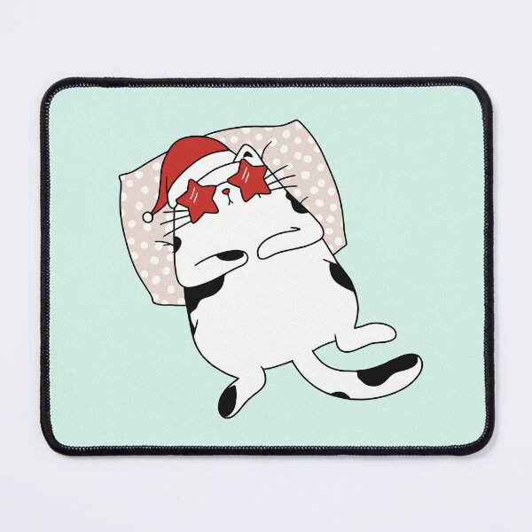 Item preview, Cute black and white Christmas cat sleeping designed and sold by FatBirdie.