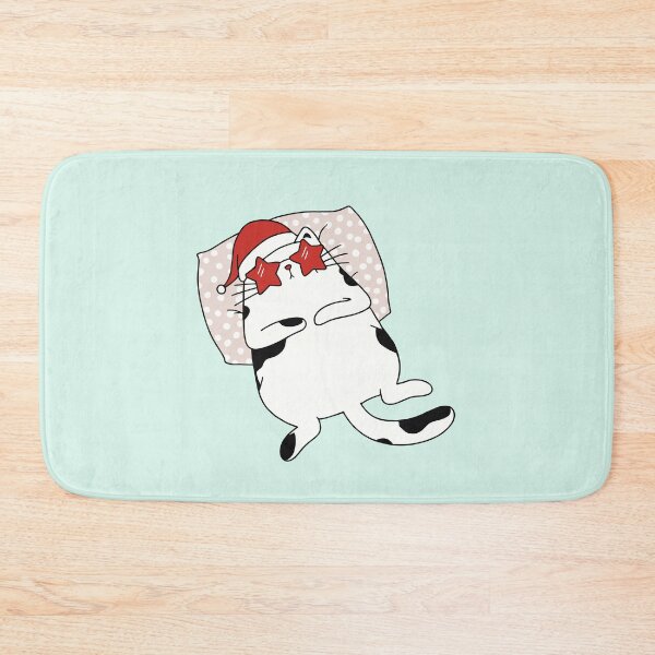 Item preview, Cute black and white Christmas cat sleeping designed and sold by FatBirdie.