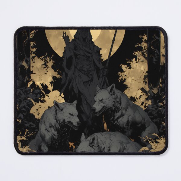 Item preview, Mythic Gatekeeper with Wolves Under Full Moon – Dark Fantasy designed and sold by Torii Studio.