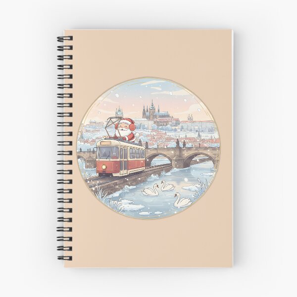 Item preview, Kawaii Santa Prague Tram over Vltava – Castle Morning Snow designed and sold by FixwellStudio.