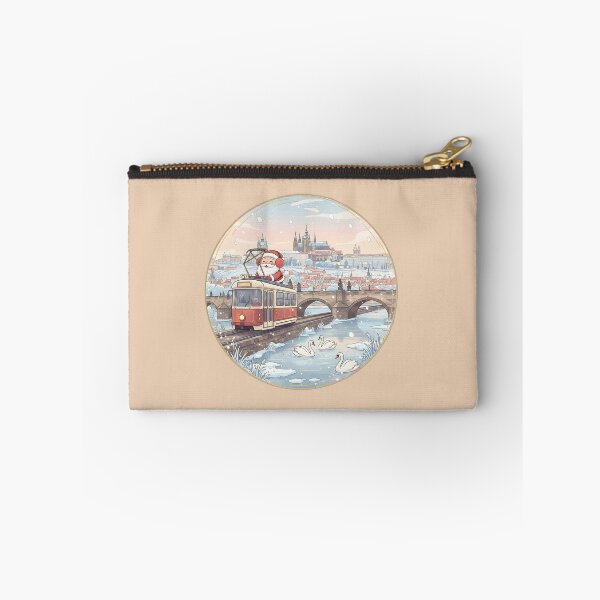 Item preview, Kawaii Santa Prague Tram over Vltava – Castle Morning Snow designed and sold by FixwellStudio.