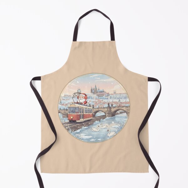 Item preview, Kawaii Santa Prague Tram over Vltava – Castle Morning Snow designed and sold by FixwellStudio.