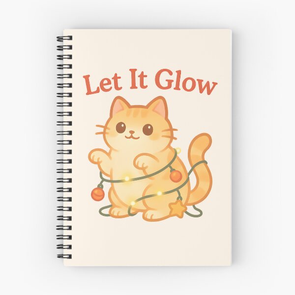 Item preview, Let It Glow – Cute Kawaii Christmas Cat with Fairy Lights designed and sold by LuKreate.