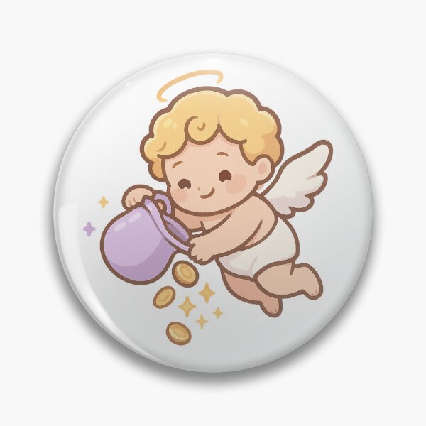 Item preview, Coin Fountain Angel Sticker | Kawaii Wealth Angel | Gold Coin Blessing Charm | Money Sticker designed and sold by HerDreamCodes.