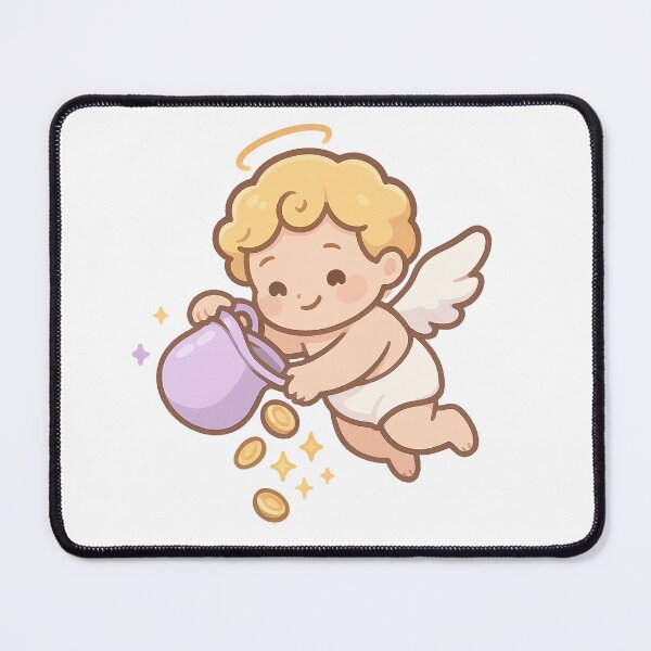 Item preview, Coin Fountain Angel Sticker | Kawaii Wealth Angel | Gold Coin Blessing Charm | Money Sticker designed and sold by HerDreamCodes.