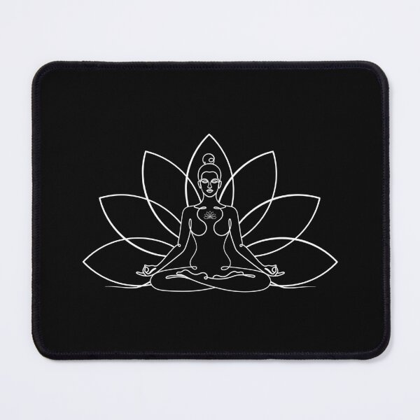 Item preview, White Yoga Lotus - Padma Padmasana - One Line Drawing designed and sold by altandesign.