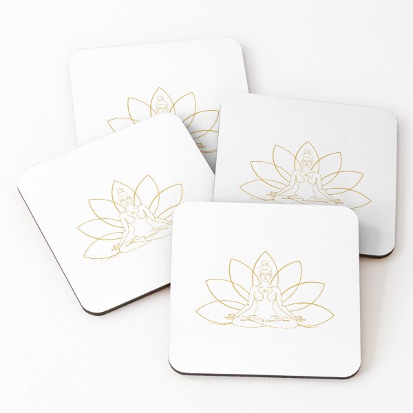 Item preview, White Yoga Lotus - Padma Padmasana - One Line Drawing designed and sold by altandesign.