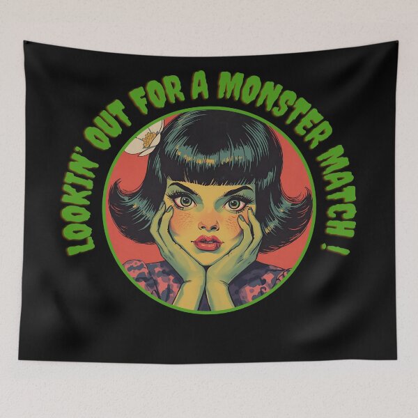 Item preview, Retro Green Girl Monster Match  designed and sold by Vintage City.