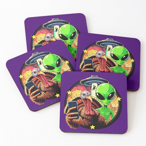 Item preview, Funny Thanksgiving Alien Invasion Turkey UFO Selfie designed and sold by Zayavca.
