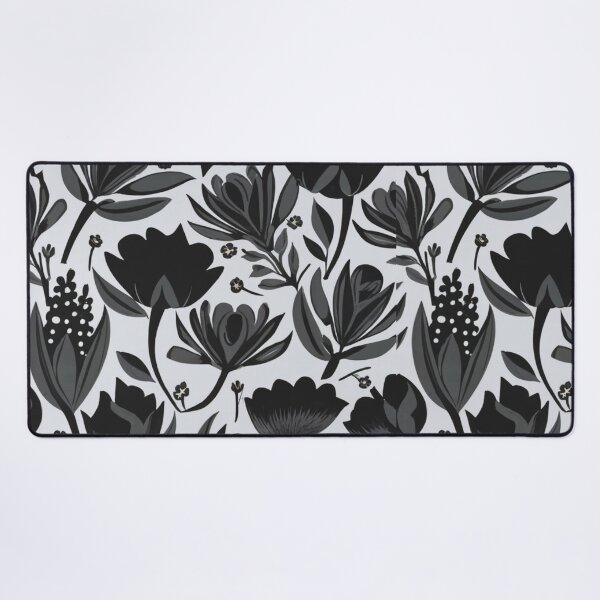 Item preview, roses, daisies and other selected flowers, black and white floral pattern, black flower motif designed and sold by gulka8.