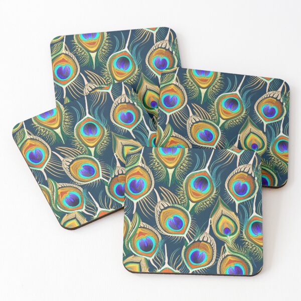 Item preview, peacock feather pattern for t-shirt. Print with characteristic peacock eyes, wavy texture of feathers. stunning pattern, exotic graphics, image designed and sold by gulka8.