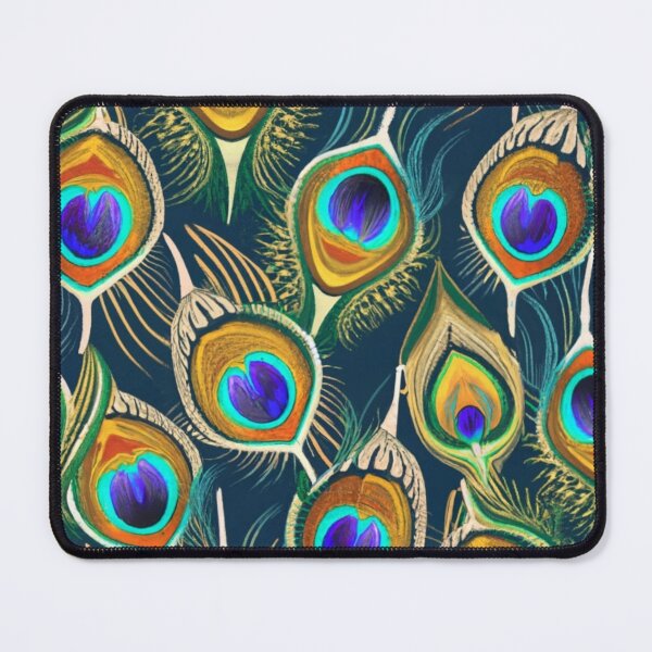 Item preview, peacock feather pattern for t-shirt. Print with characteristic peacock eyes, wavy texture of feathers. stunning pattern, exotic graphics, image designed and sold by gulka8.