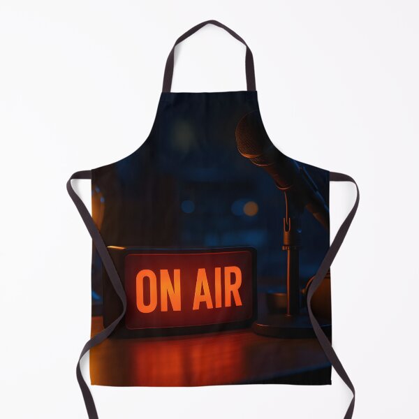 Item preview, A microphone, headphones, and an illuminated "ON AIR" sign sit on a dark desk, bathed in the soft glow of a vintage Edison bulb designed and sold by homydesign.
