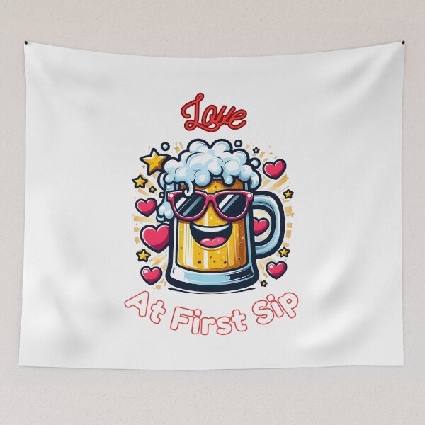 Item preview,  Love at First Sip: Cute Beer Mug with Hearts. designed and sold by The-T-In-Retro.