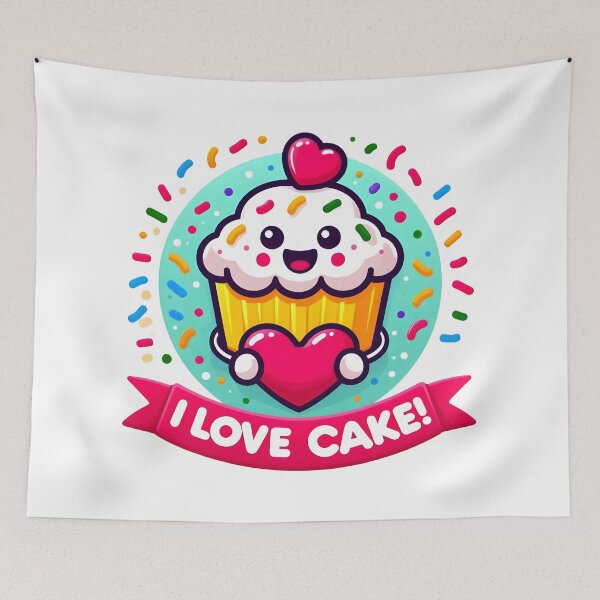 Item preview, Cute Cupcake kawaii-style with Heart - I Love Cake Design. designed and sold by The-T-In-Retro.