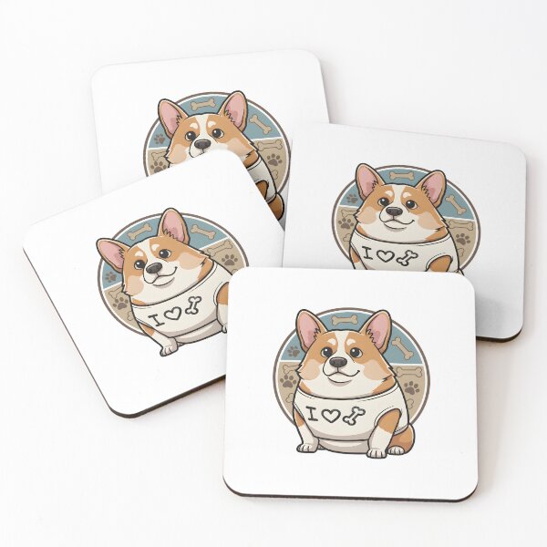 Item preview, Cute Corgi Dog Wearing I Love Bones Shirt Cartoon designed and sold by HumTumMe.
